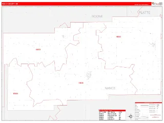 Nance County, NE RedLine style ZIP Code wall map