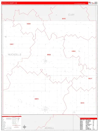 Nuckolls County, NE RedLine style ZIP Code wall map