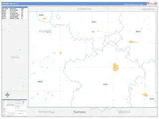 Pawnee County, NE Business Reference style ZIP Code wall map