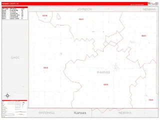 Pawnee County, NE RedLine style ZIP Code wall map