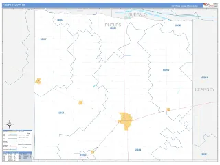 Phelps County, NE Business Reference style ZIP Code wall map
