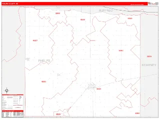Phelps County, NE RedLine style ZIP Code wall map