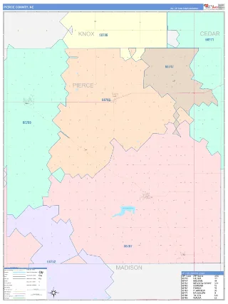 Pierce County, NE ColorCast style ZIP Code wall map