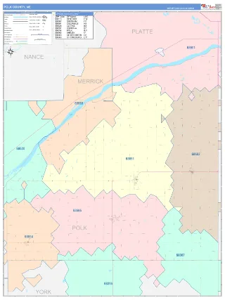 Polk County, NE ColorCast style ZIP Code wall map