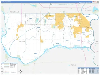 Sarpy County, NE Business Reference style ZIP Code wall map