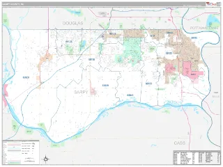 Sarpy County, NE Classic style ZIP Code wall map
