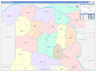 Saunders County, NE ColorCast style ZIP Code wall map