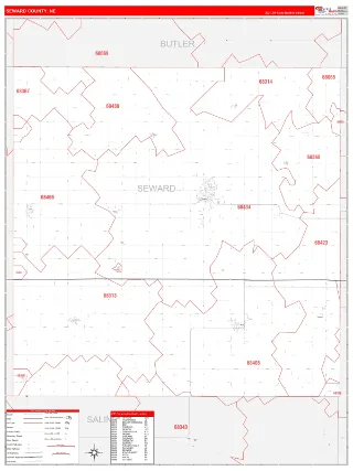 Seward County, NE RedLine style ZIP Code wall map