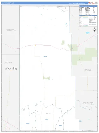 Sioux County, NE Business Reference style ZIP Code wall map