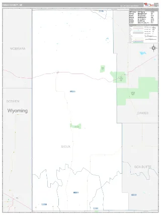 Sioux County, NE Classic style ZIP Code wall map