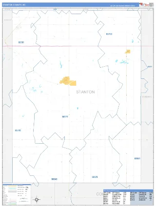 Stanton County, NE Business Reference style ZIP Code wall map