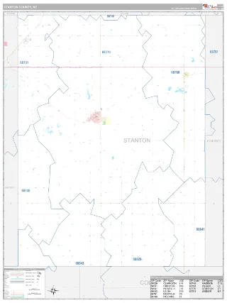 Stanton County, NE Classic style ZIP Code wall map