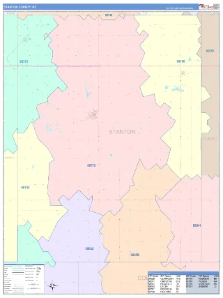 Stanton County, NE ColorCast style ZIP Code wall map