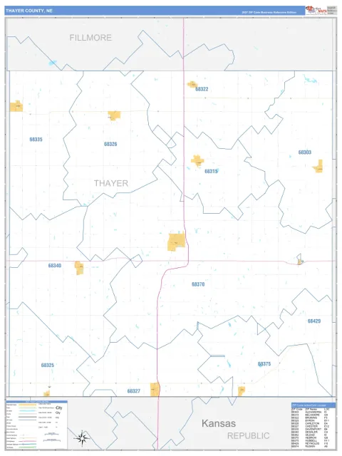Thayer County, NE map