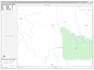 Thomas County, NE Classic style ZIP Code wall map