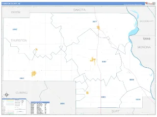Thurston County, NE Business Reference style ZIP Code wall map