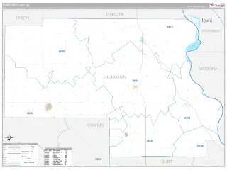 Thurston County, NE Classic style ZIP Code wall map