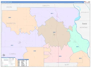 Thurston County, NE ColorCast style ZIP Code wall map