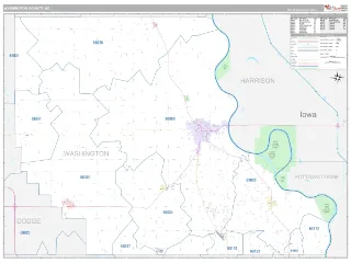 Washington County, NE Classic style ZIP Code wall map