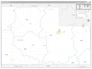 Wayne County, NE Classic style ZIP Code wall map