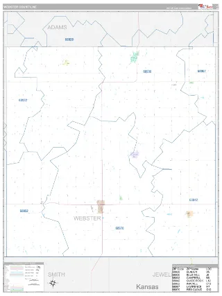 Webster County, NE Classic style ZIP Code wall map