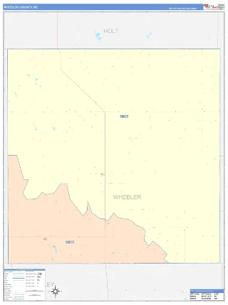 Wheeler County, NE ColorCast style ZIP Code wall map