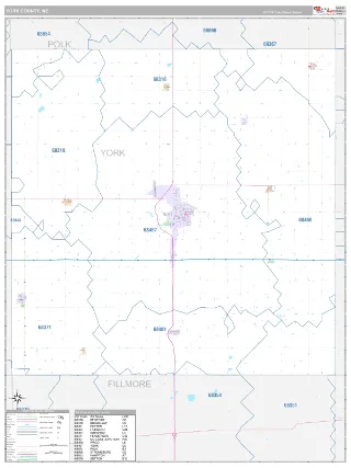 York County, NE Classic style ZIP Code wall map