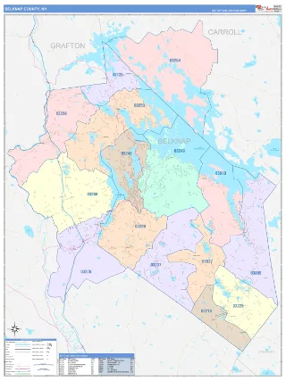 Belknap County, NH ColorCast style ZIP Code wall map