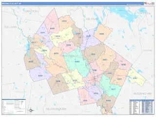 Merrimack County, NH ColorCast style ZIP Code wall map