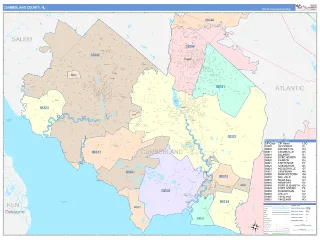 Cumberland County, NJ ColorCast style ZIP Code wall map