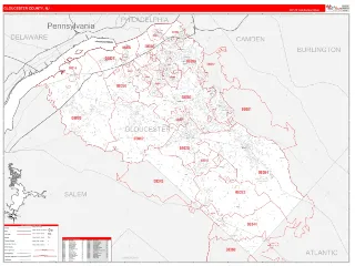 Gloucester County, NJ RedLine style ZIP Code wall map