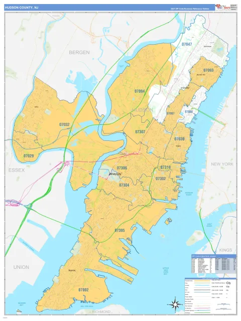Hudson County, NJ map