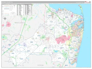 Monmouth County, NJ Classic style ZIP Code wall map