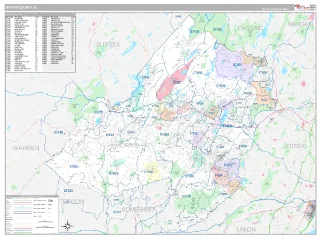Morris County, NJ Classic style ZIP Code wall map