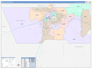Bernalillo County, NM ColorCast style ZIP Code wall map