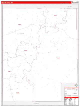 Catron County, NM RedLine style ZIP Code wall map