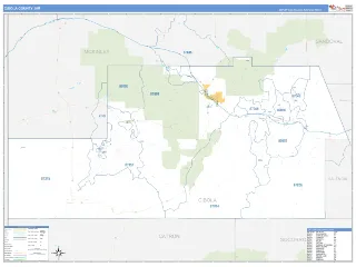 Cibola County, NM Business Reference style ZIP Code wall map