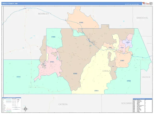 Cibola County, NM ZIP Code Wall Map, ColorCast style