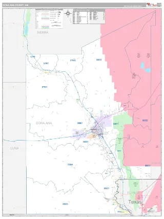 Dona Ana County, NM Classic style ZIP Code wall map