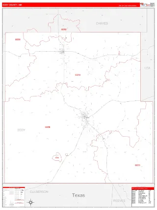 Eddy County, NM RedLine style ZIP Code wall map