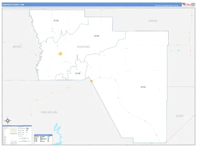 Harding County, NM ZIP Code Wall Map, Business Reference style