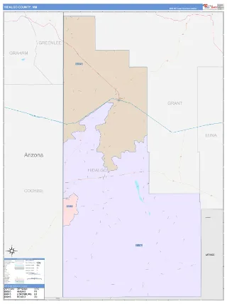 Hidalgo County, NM ColorCast style ZIP Code wall map