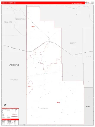 Hidalgo County, NM RedLine style ZIP Code wall map