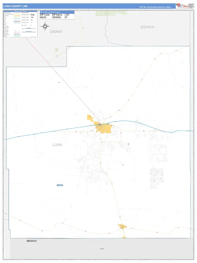 Luna County, NM ZIP Code Wall Map, Business Reference style
