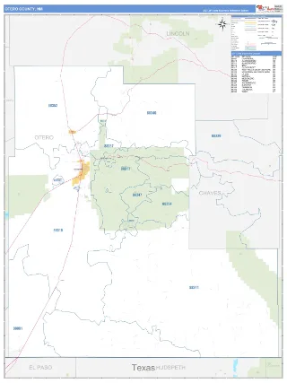 Otero County, NM Business Reference style ZIP Code wall map