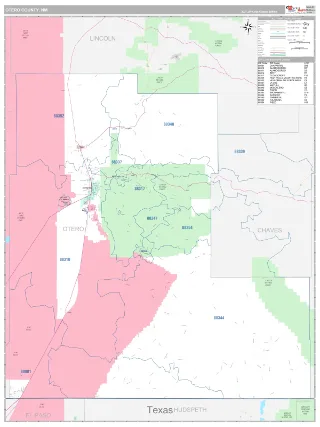Otero County, NM Classic style ZIP Code wall map