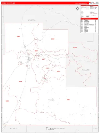 Otero County, NM RedLine style ZIP Code wall map