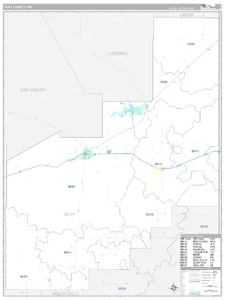 Quay County, NM Classic style ZIP Code wall map