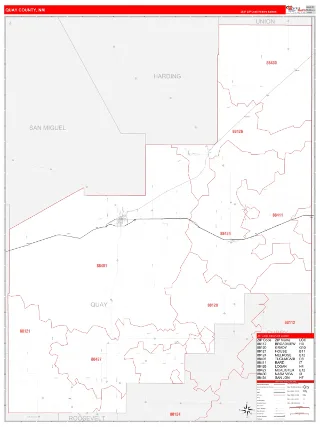 Quay County, NM RedLine style ZIP Code wall map