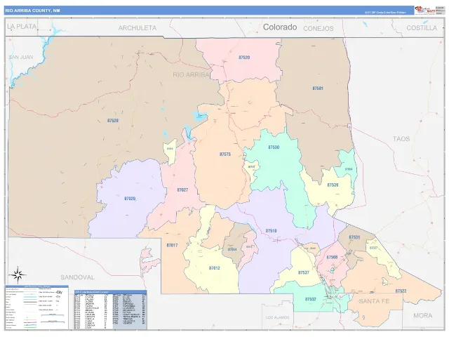 Rio Arriba County, NM ZIP Code Wall Map, ColorCast style